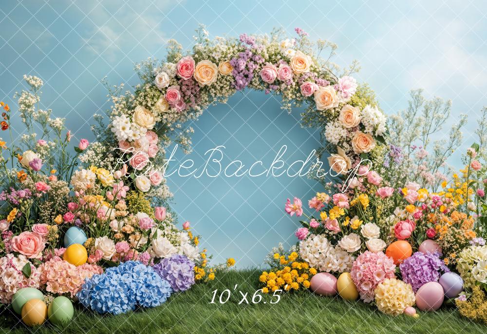 Kate Flower Arch Easter Eggs Flowers Fleece Backdrop Designed by Emetselch