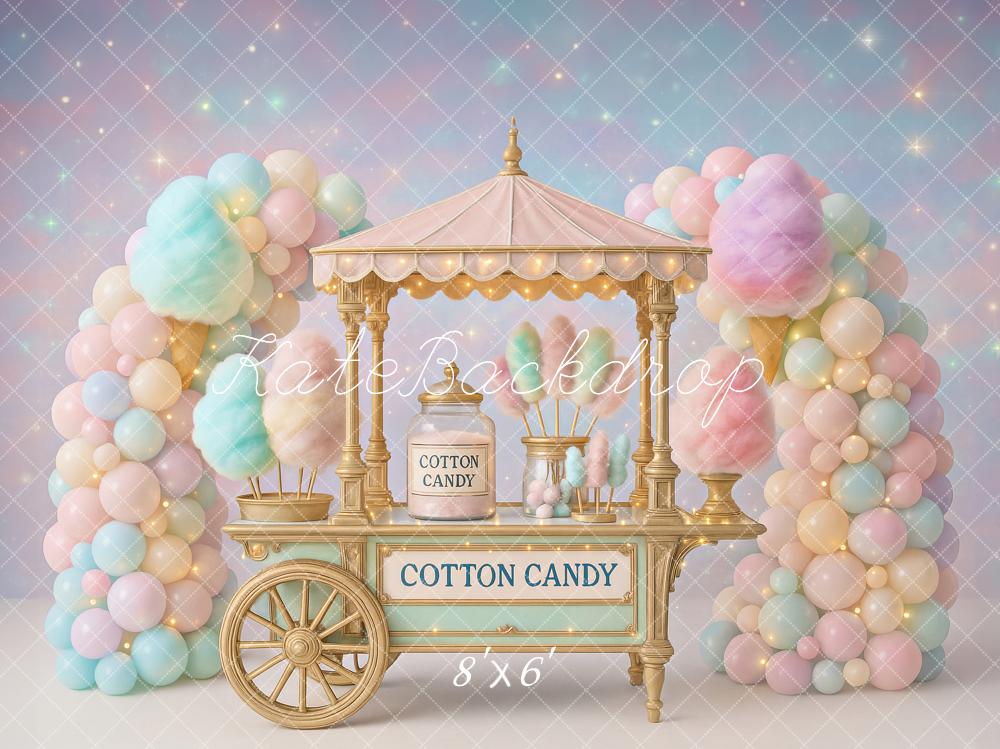 Kate Cotton Candy Cart Balloons Backdrop Designed by Ashley Paul - Kate Backdrop AU