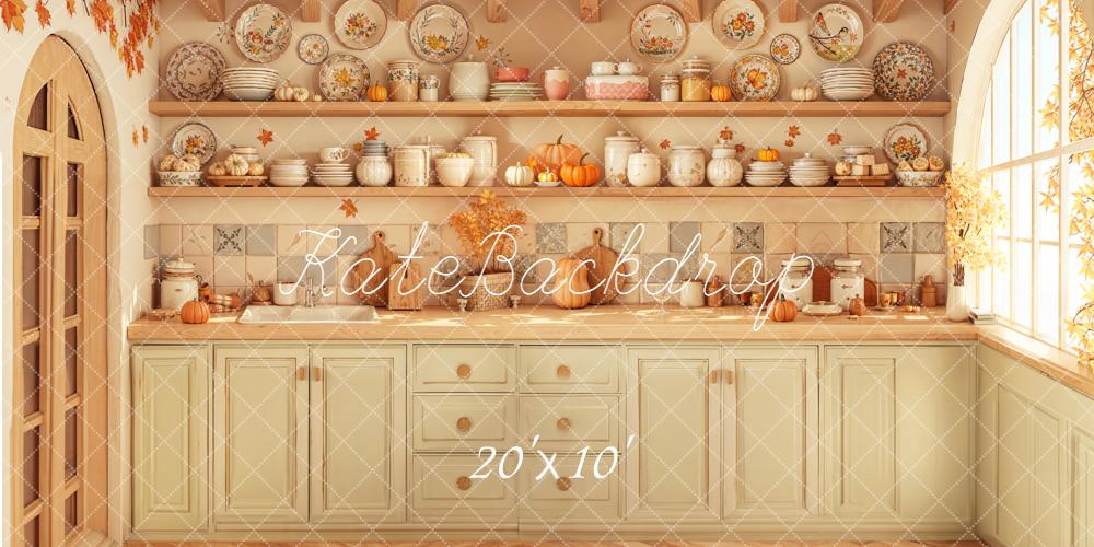 Lightning Deal Kate Autumn Kitchen Pumpkins Backdrop Designed by Emetselch