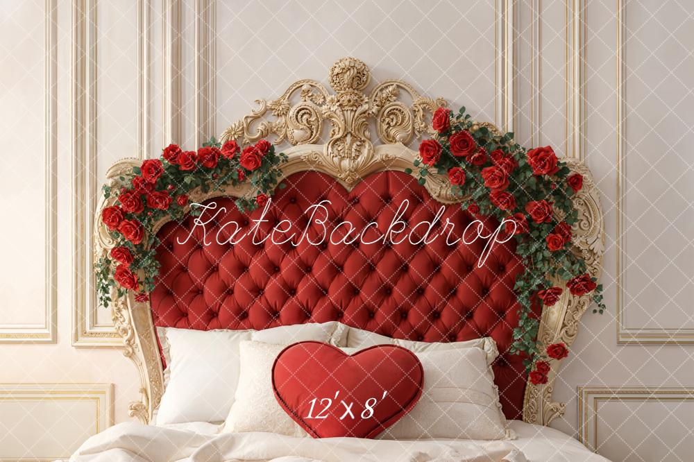 Kate Red Headboard Roses Valentine's Day Backdrop Designed by Emetselch