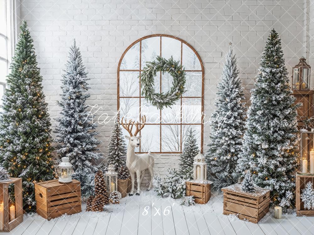Kate Christmas Trees Wooden Fleece Backdrop Designed by Emetselch