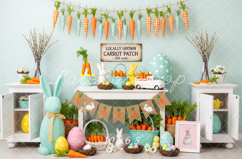 Kate Easter Bunny Carrots Eggs Backdrop Designed by Patty Roberts