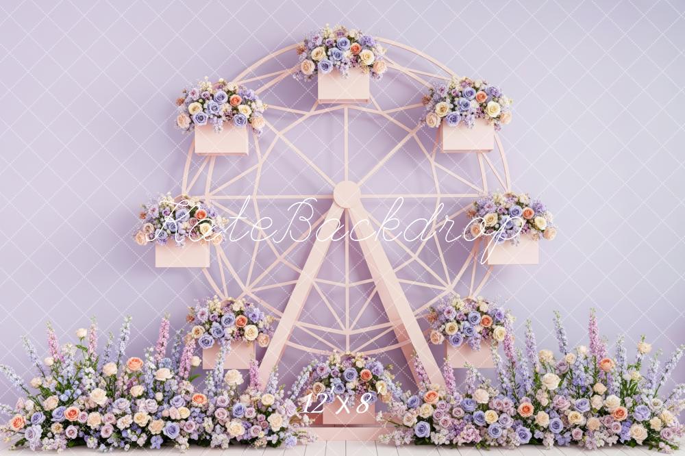 Kate Ferris Wheel Floral Lavender Backdrop Designed by Patty Roberts