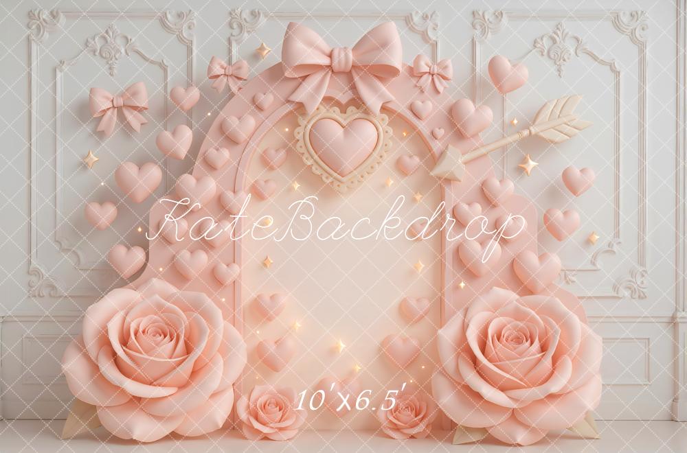 Kate Heart Roses Bow Backdrop Designed by Mini MakeBelieve