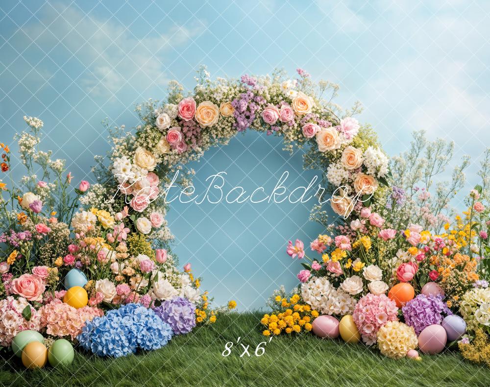 Kate Flower Arch Easter Eggs Flowers Fleece Backdrop Designed by Emetselch