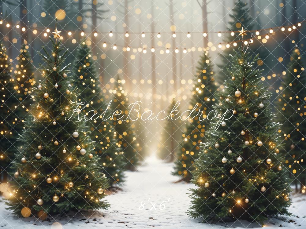 Kate Christmas Tree Forest Bokeh Backdrop Designed by Emetselch