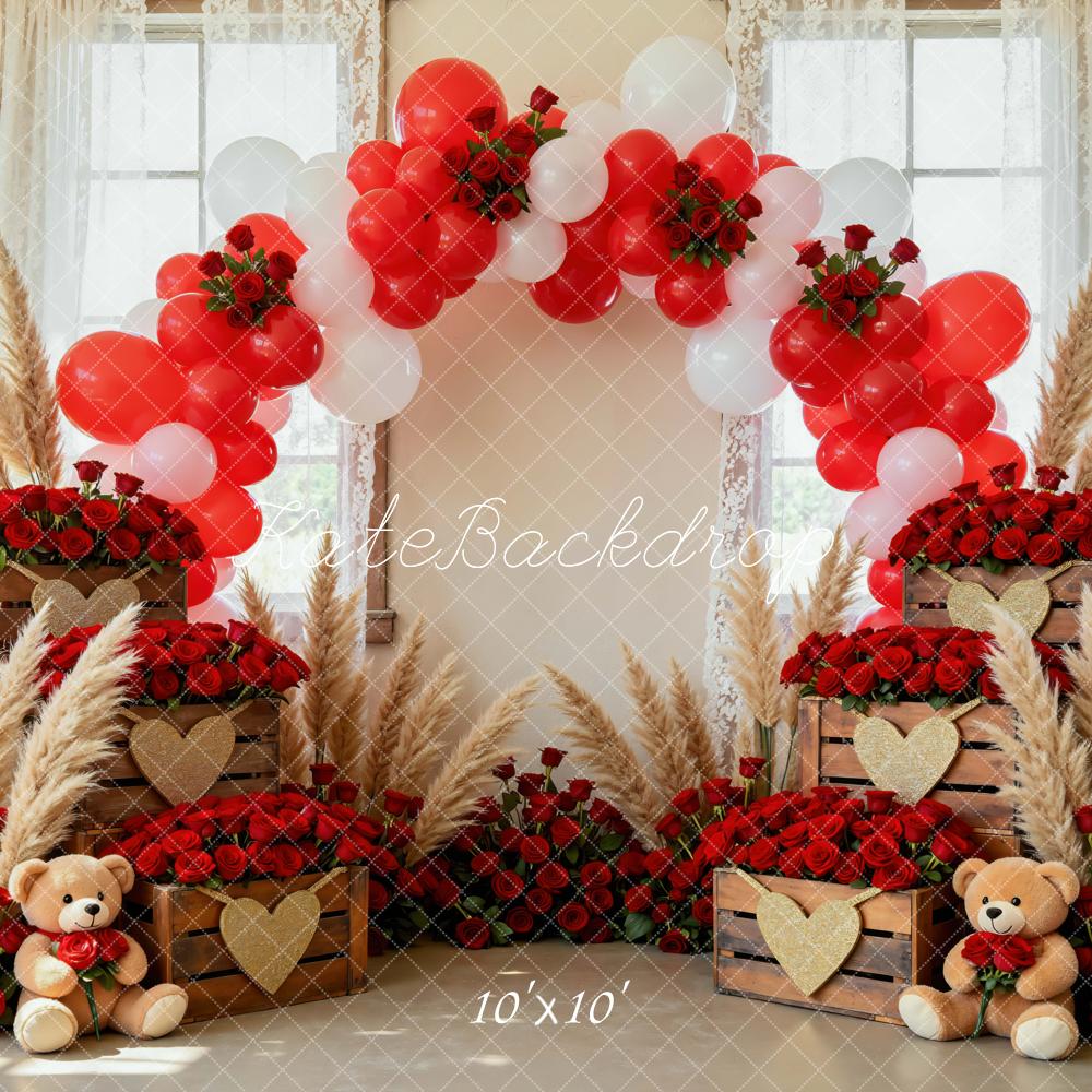 Kate Balloons Roses Valentine Backdrop Designed by Mini MakeBelieve