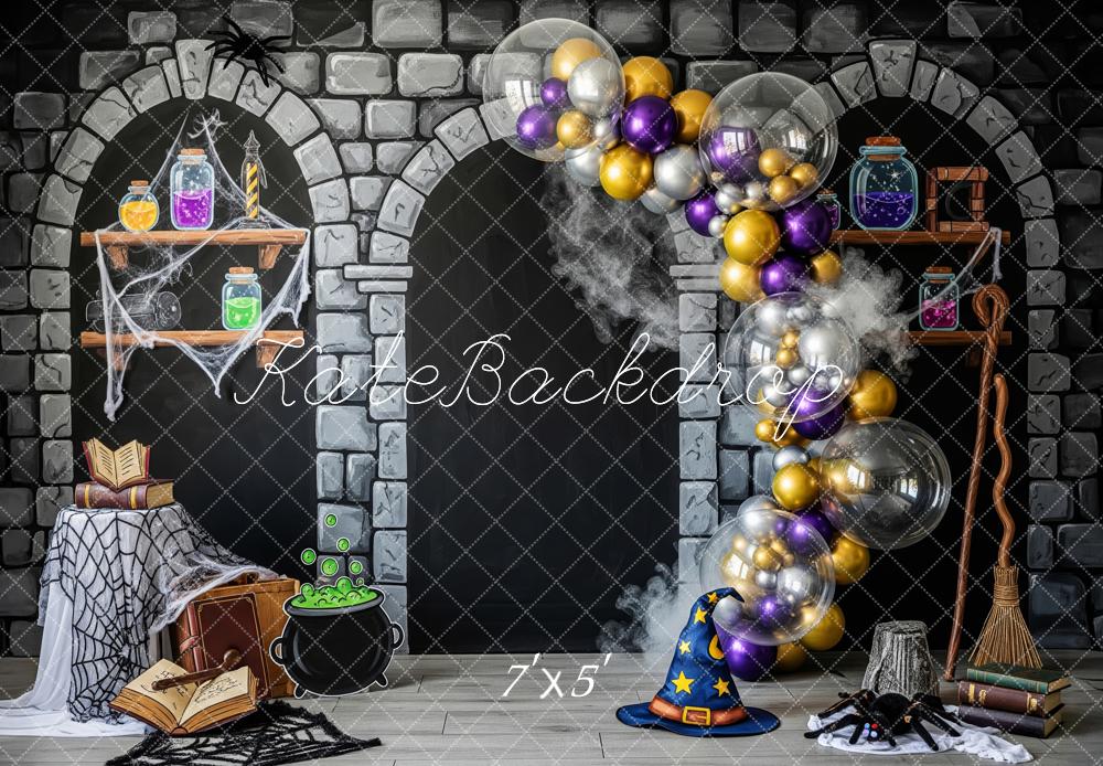 Kate Halloween Wizard Lab Stone Wall Backdrop Designed by Patty Roberts