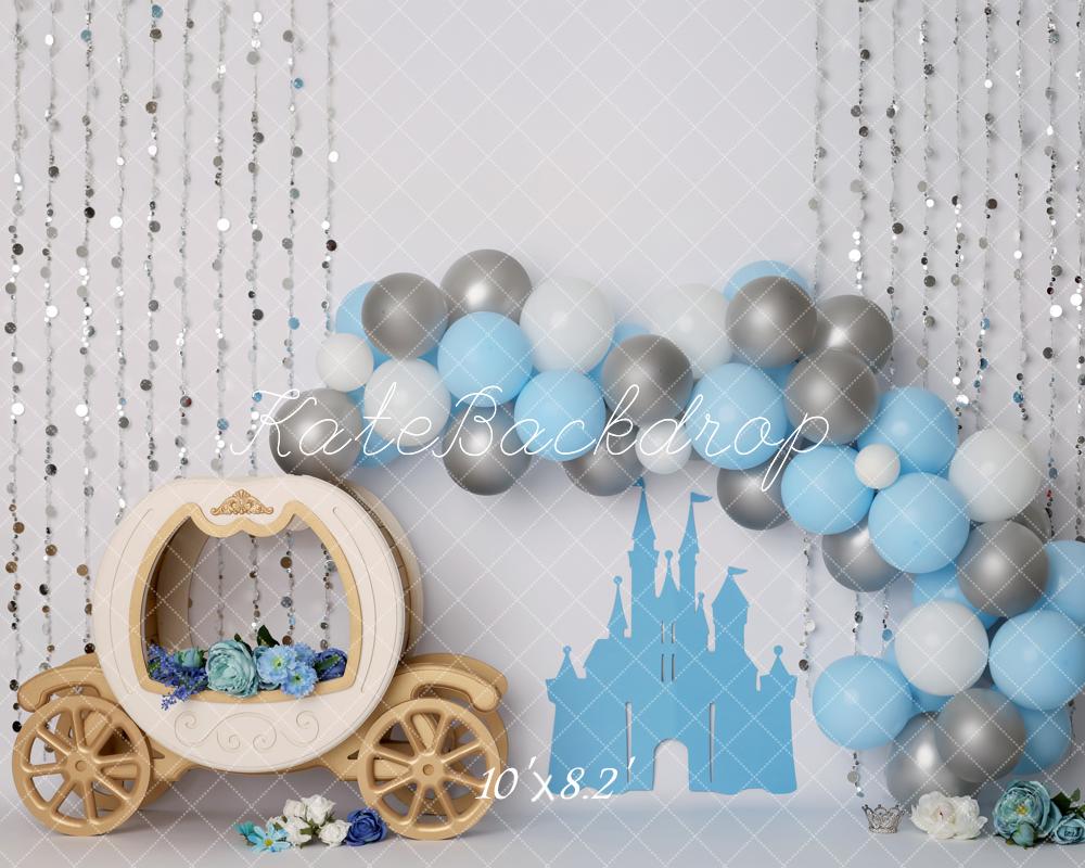Kate Carriage Blue Castle Balloons Backdrop Designed by Melissa King