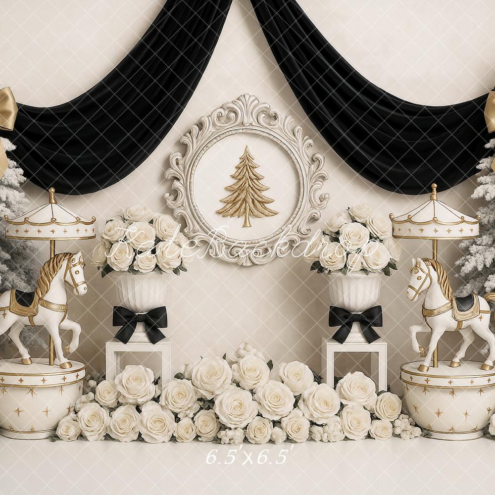 Kate Carousel Christmas Frosted Trees Backdrop Designed by Ashley Paul - Kate Backdrop AU