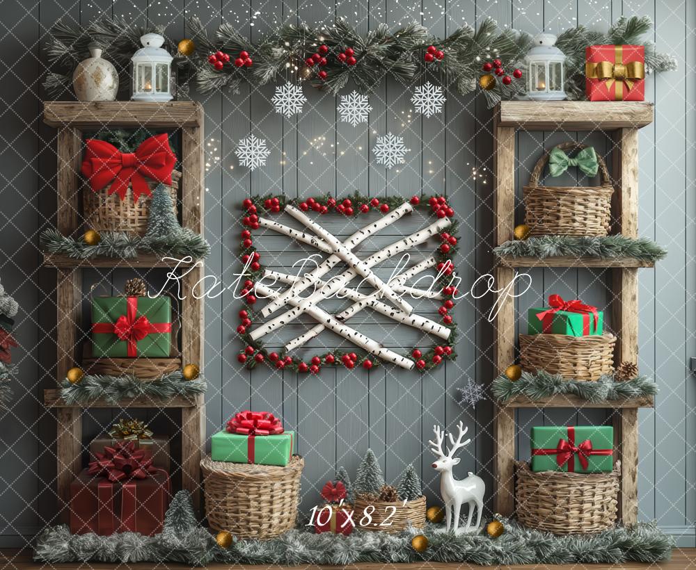 Kate Christmas Wooden Cabinet Gift Backdrop Designed by Mini MakeBelieve - Kate Backdrop AU