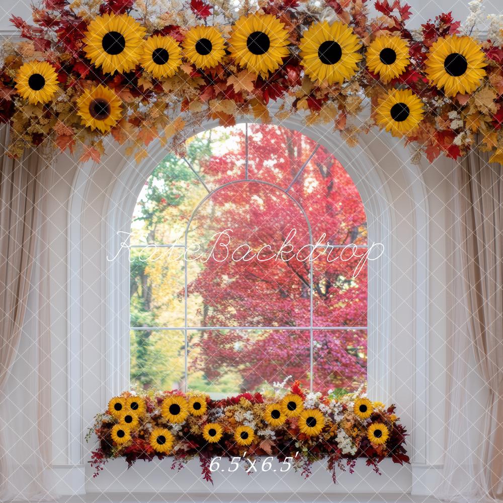 Kate Autumn Sunflower Window Backdrop Designed by Mini MakeBelieve - Kate Backdrop AU
