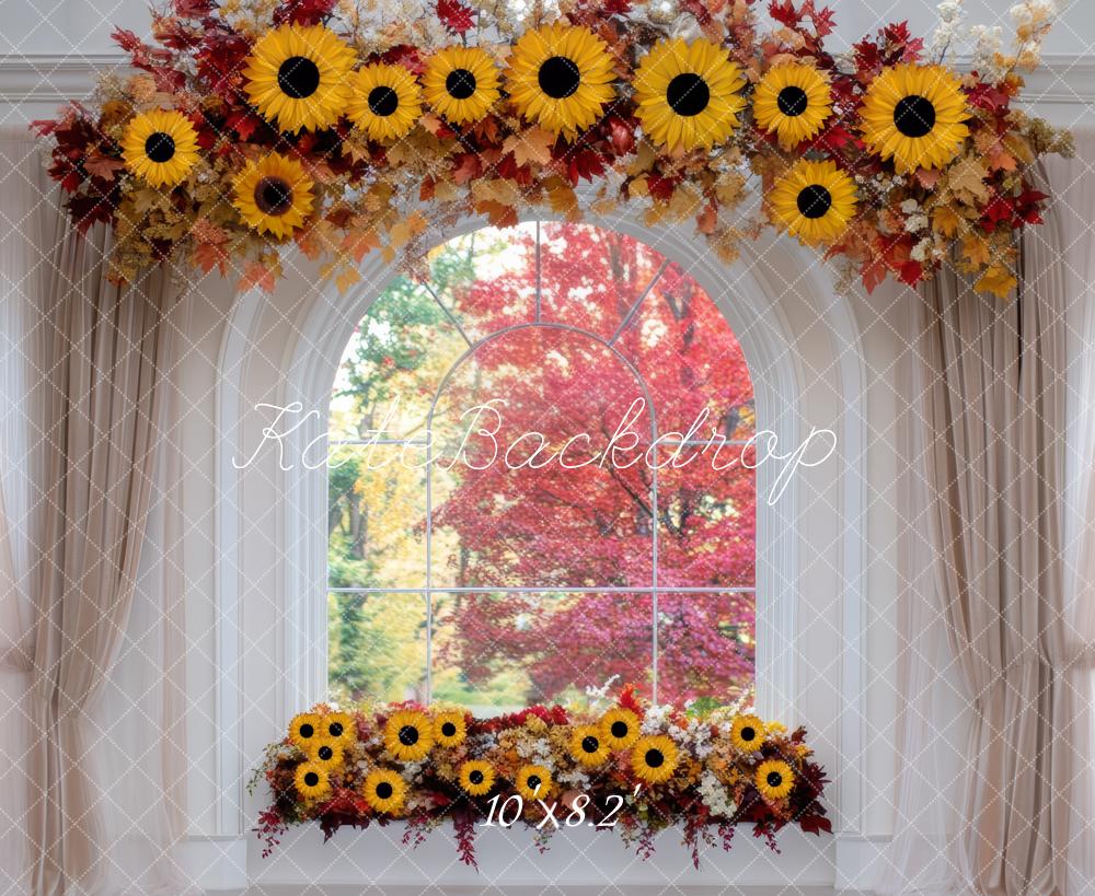 Kate Autumn Sunflower Window Backdrop Designed by Mini MakeBelieve - Kate Backdrop AU