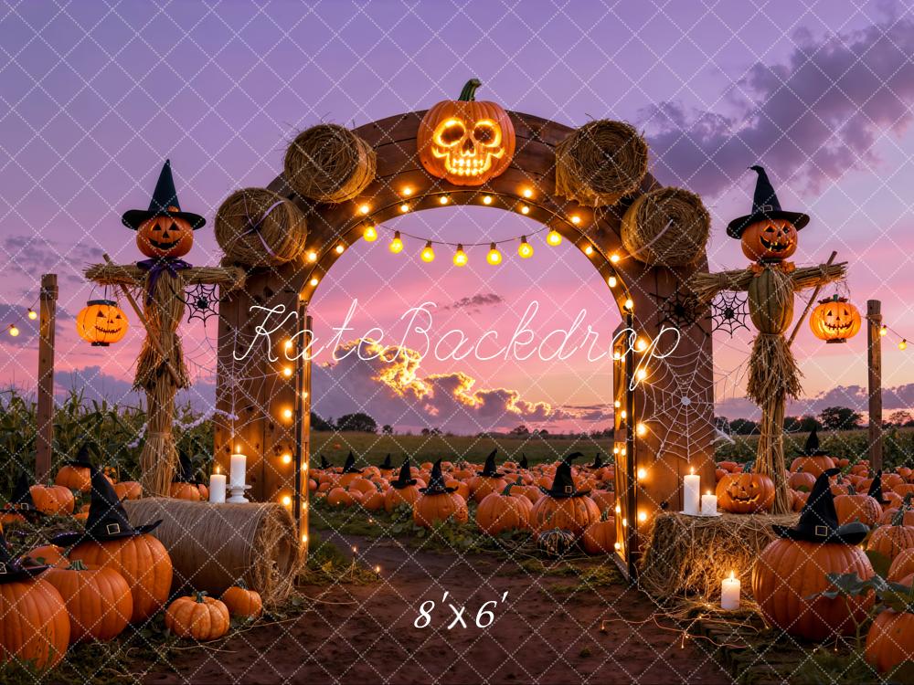 Kate Halloween Pumpkin Patch Arch Fleece Backdrop Designed by Emetselch