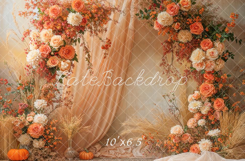 Kate Autumn Flower Arch Fleece Backdrop Designed by Emetselch - Kate Backdrop AU