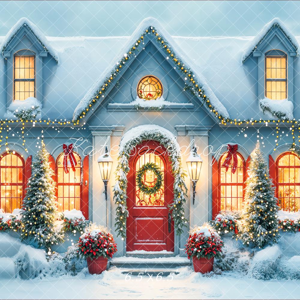 Kate Christmas Snowy House Backdrop Designed by Emetselch - Kate Backdrop AU
