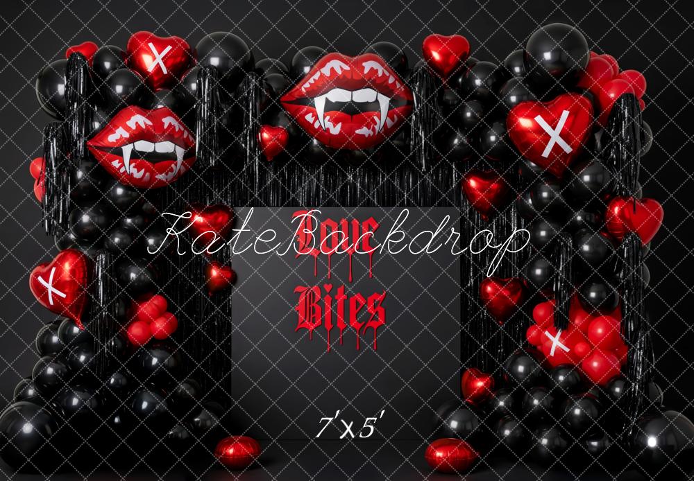 Kate Halloween Vampire Lips Heart Balloons Backdrop Designed by Patty Roberts