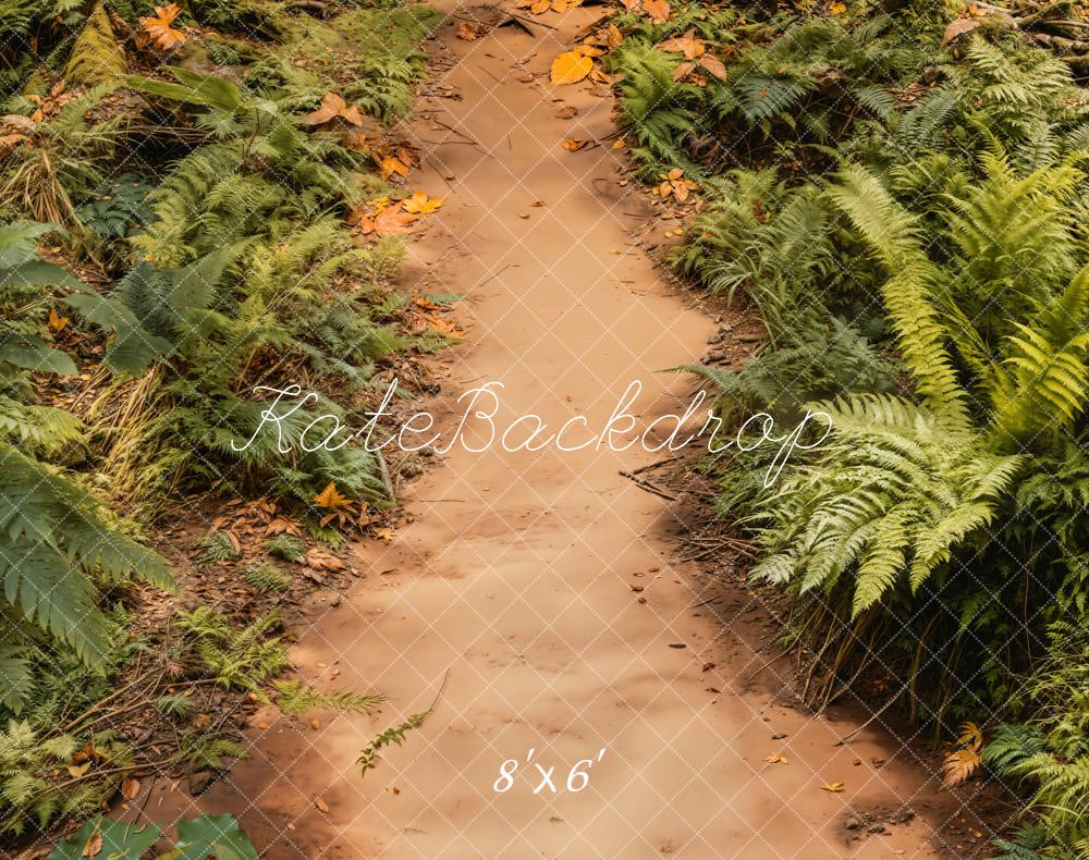 Kate Forest Dirt Path Ferns Fleece Backdrop Designed by Emetselch - Kate Backdrop AU
