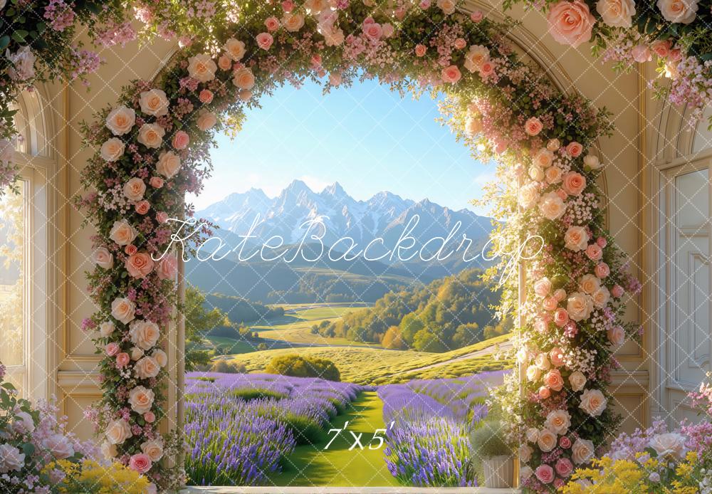 Kate Flower Arch Lavender Window Backdrop Designed by Mini MakeBelieve