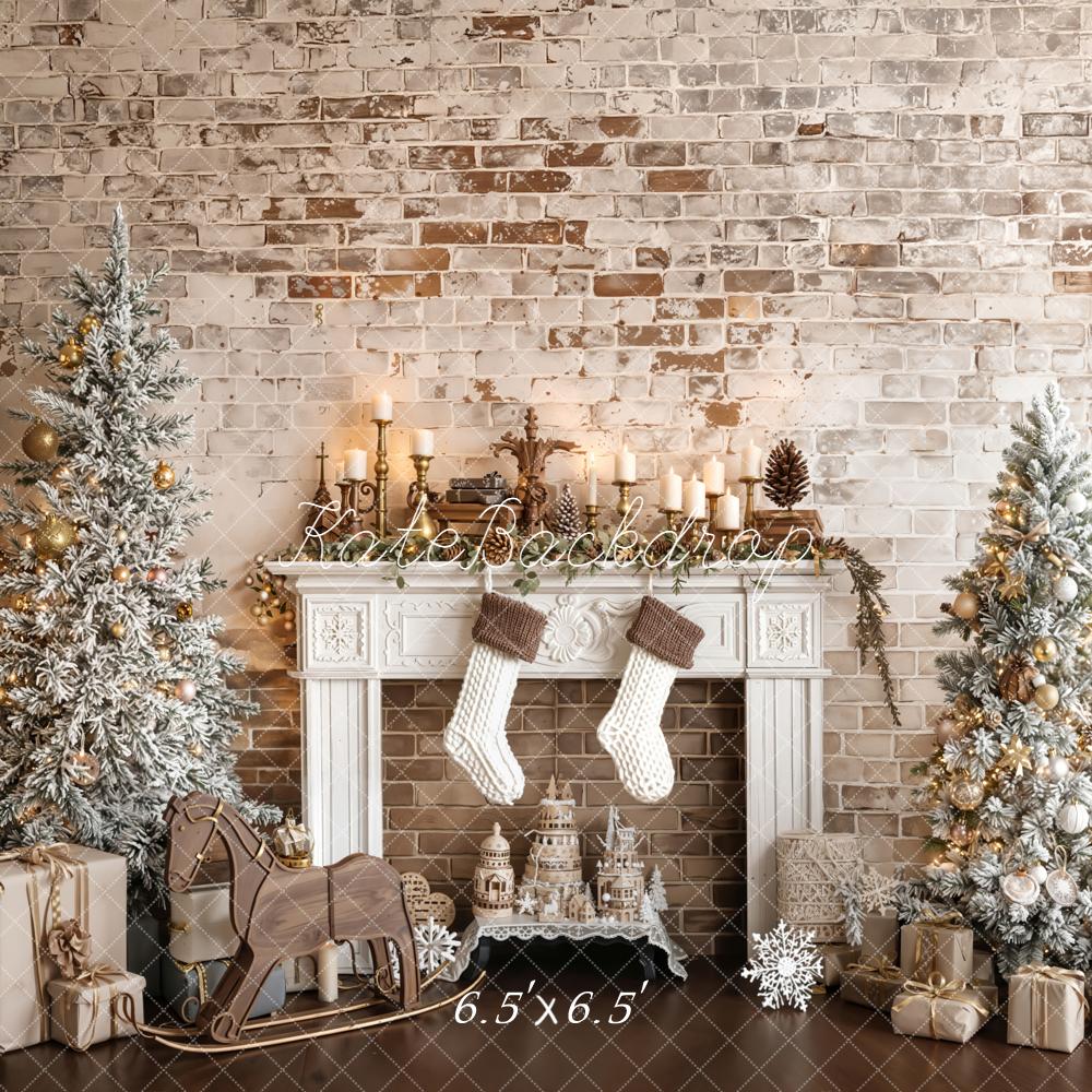 Kate Christmas Fireplace Brick Backdrop Designed by Emetselch