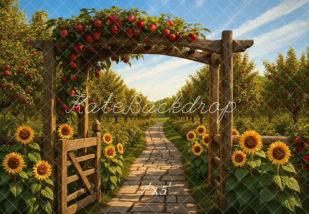 Kate Orchard Wooden Sunflowers Pathway Backdrop Designed by Mini MakeBelieve - Kate Backdrop AU