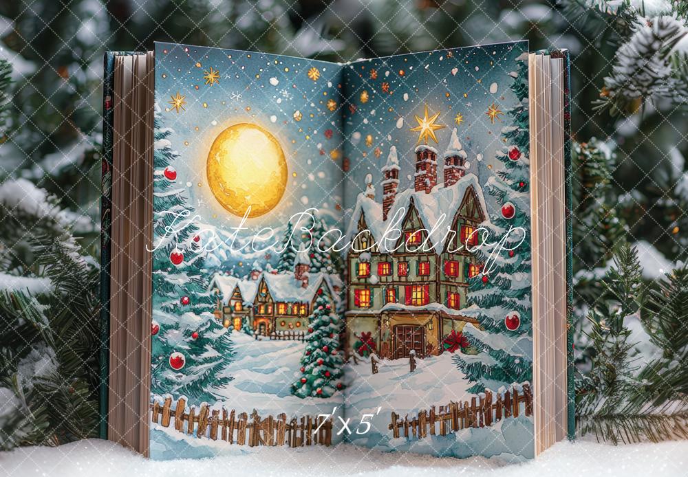 Kate Christmas Storybook Snowy Village Backdrop Designed by Mini MakeBelieve