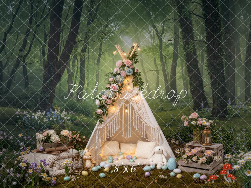 Kate Easter Bunny Forest Teepee Backdrop Designed by Emetselch