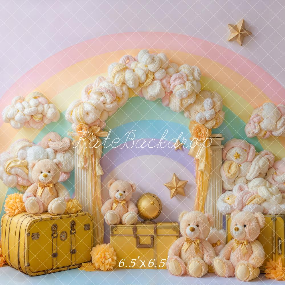 Kate Rainbow Clouds Teddy Bears Suitcases Backdrop Designed by Emetselch