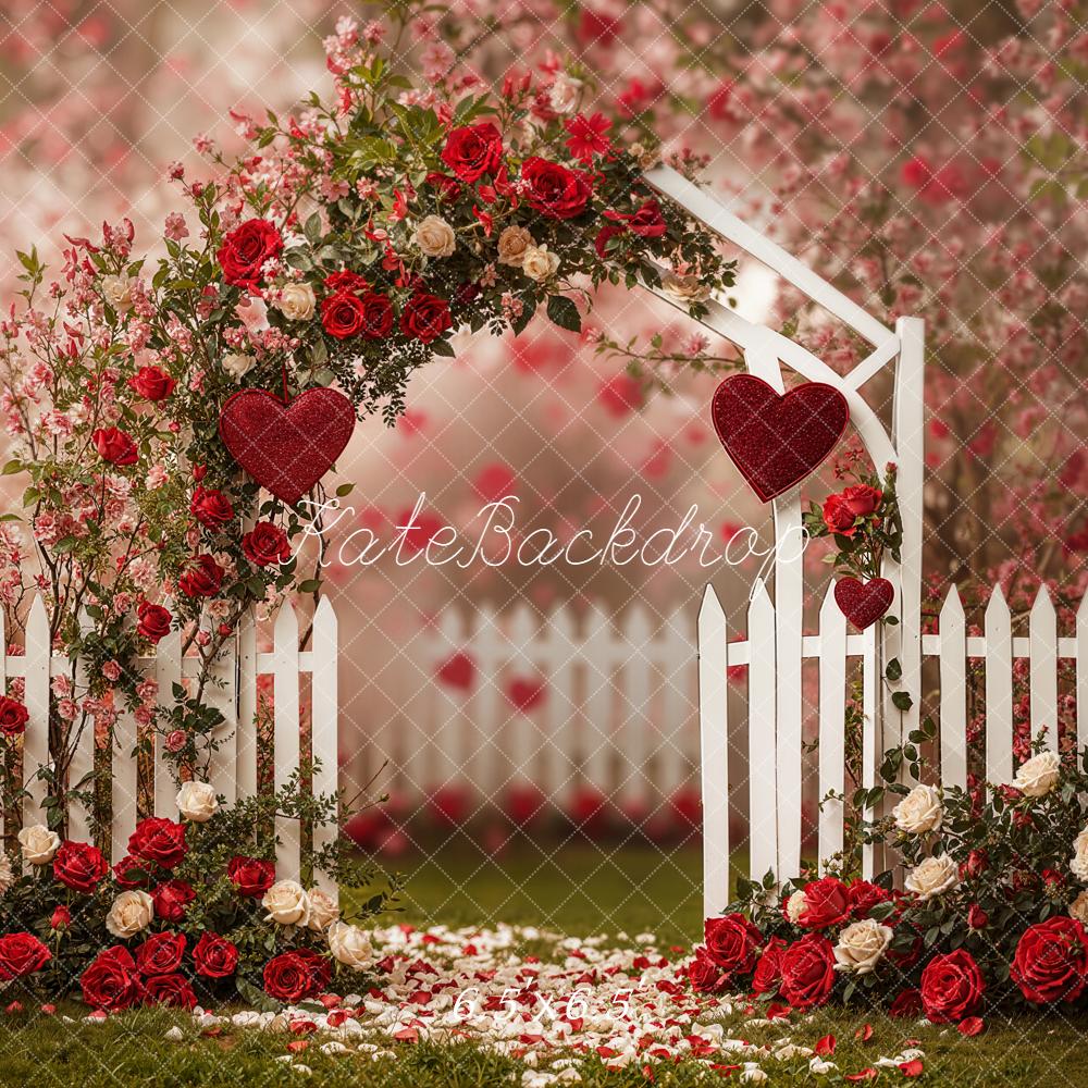 Kate Flower Arch Red Roses Heart Backdrop Designed by Emetselch