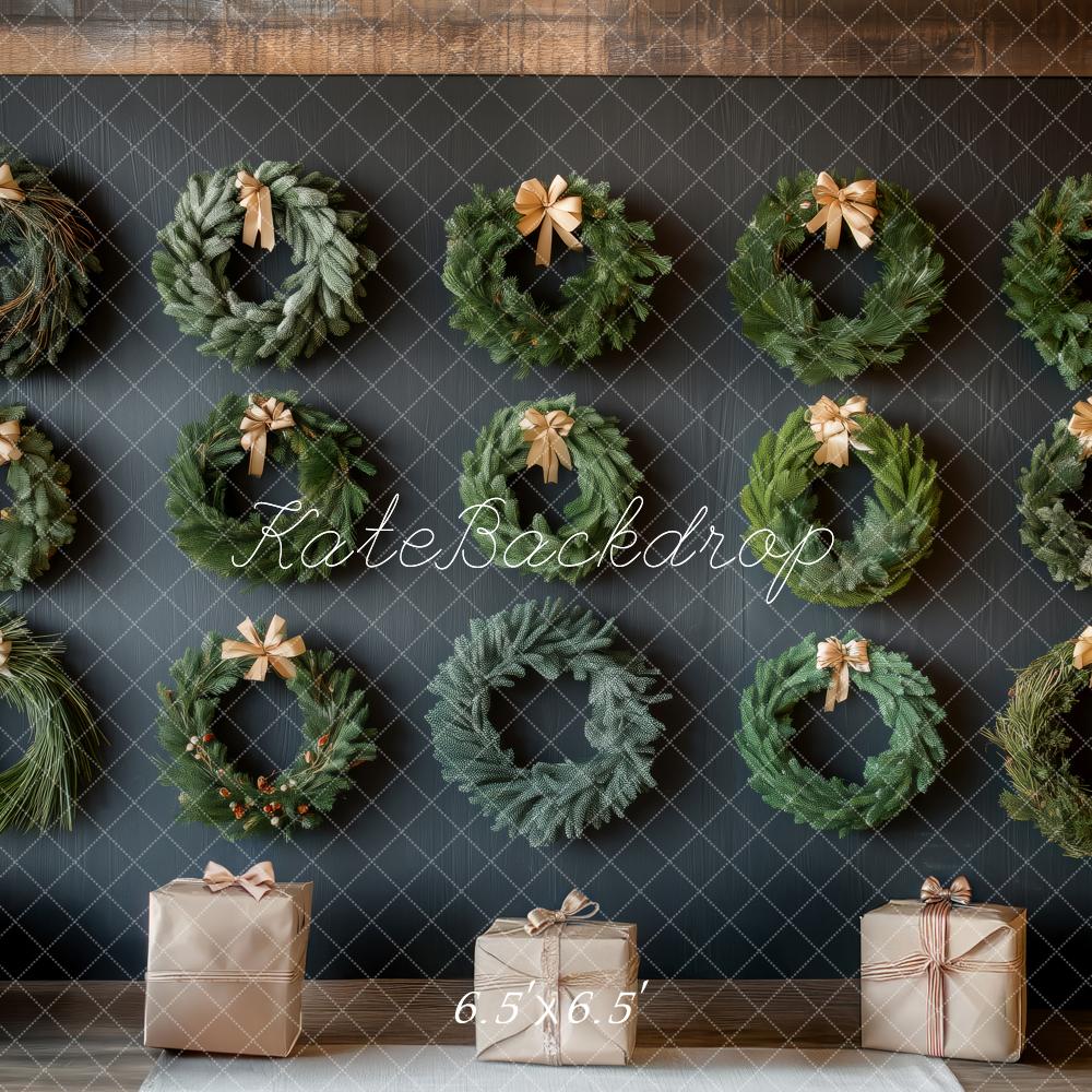 Kate Christmas Wreaths Gifts Wall Backdrop Designed by Patty Roberts - Kate Backdrop AU