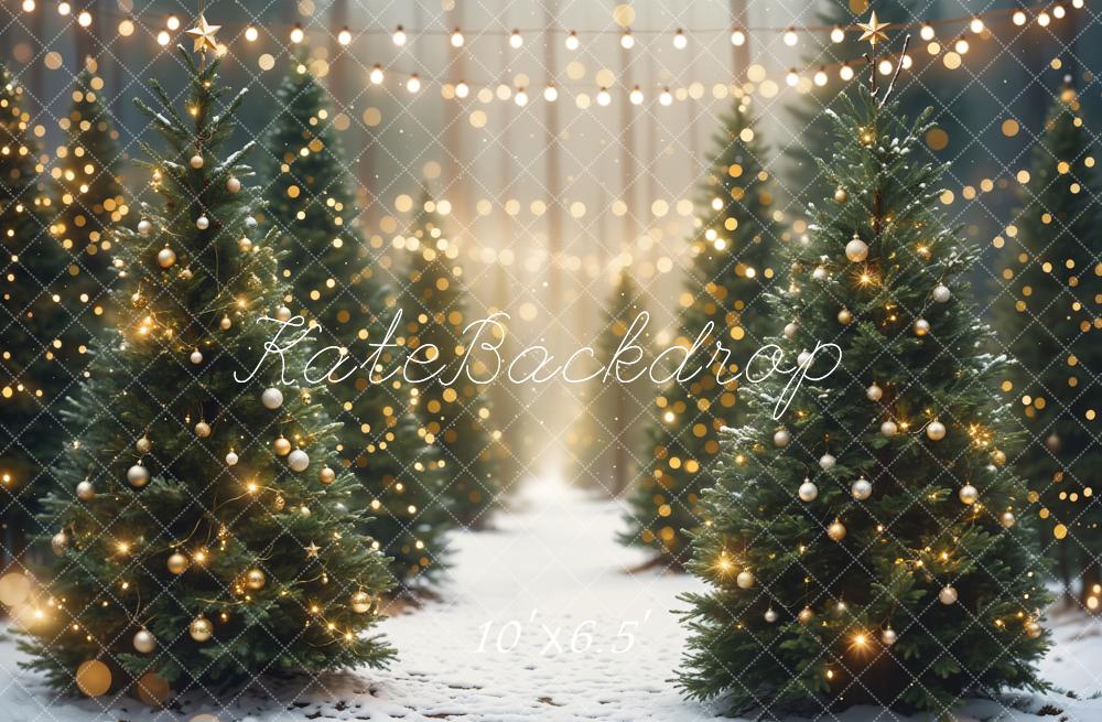 Kate Christmas Tree Forest Bokeh Backdrop Designed by Emetselch
