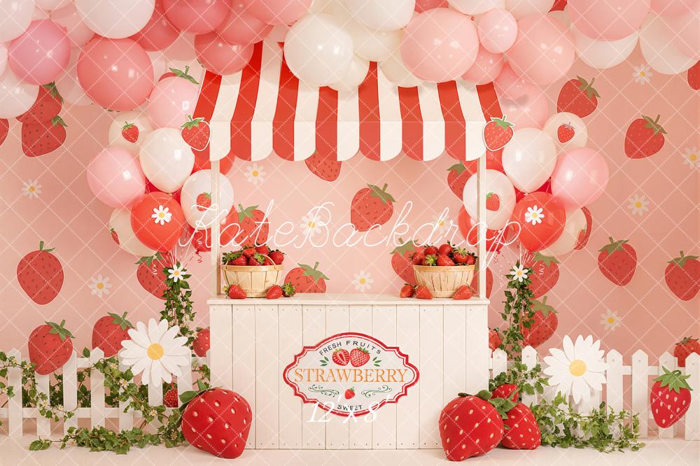 Kate Strawberry Stand Pink Balloons Backdrop Designed by Emetselch