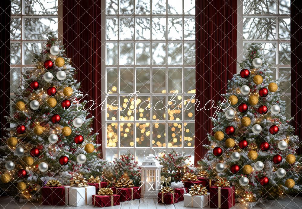 Kate Christmas Tree Window Presents Backdrop Designed by Mini MakeBelieve - Kate Backdrop AU