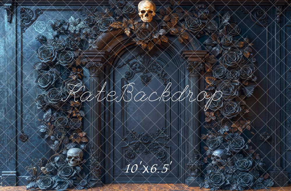 Kate Gothic Skull Rose Arch Fleece Backdrop Designed by Emetselch - Kate Backdrop AU