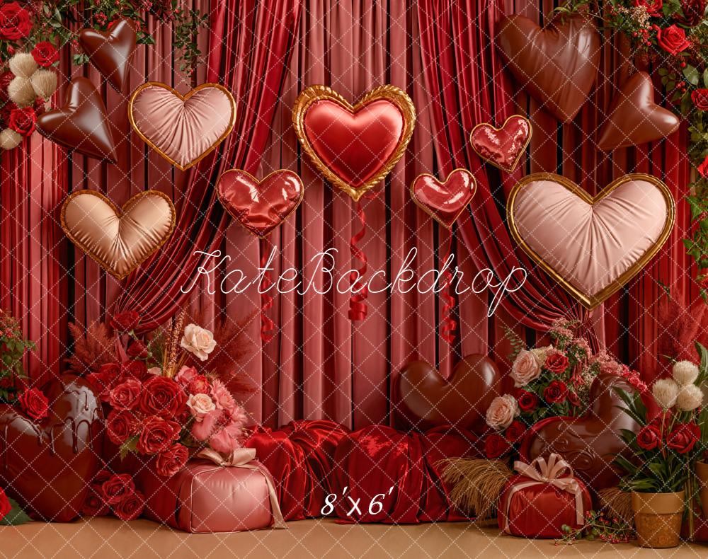 Kate Valentine Heart Balloons Curtains Backdrop Designed by Emetselch