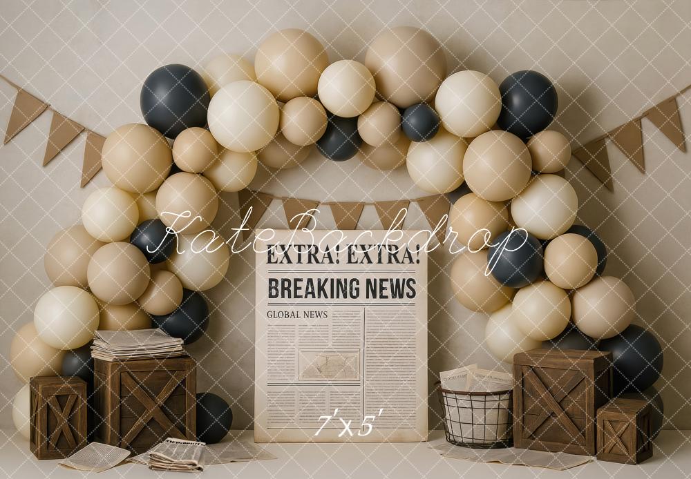 Kate Breaking News Balloons Cake Smash Backdrop Designed by Mini MakeBelieve
