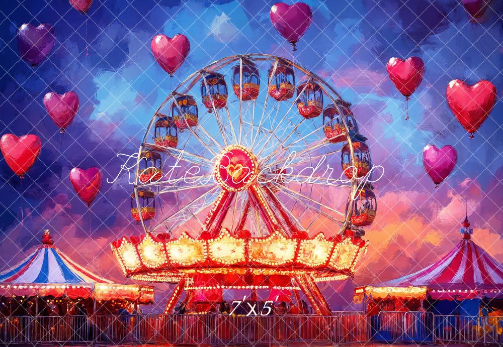 Kate Carnival Ferris Wheel Heart Balloons Backdrop Designed by Emetselch