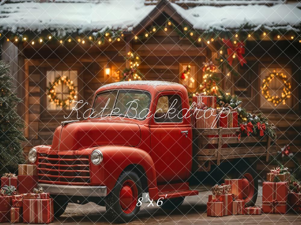 Kate Christmas Truck Presents Fleece Backdrop Designed by Emetselch - Kate Backdrop AU