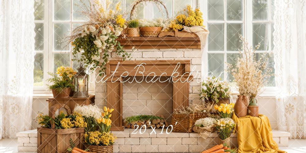 Kate Spring Flowers Carrots Fireplace Backdrop Designed by Emetselch