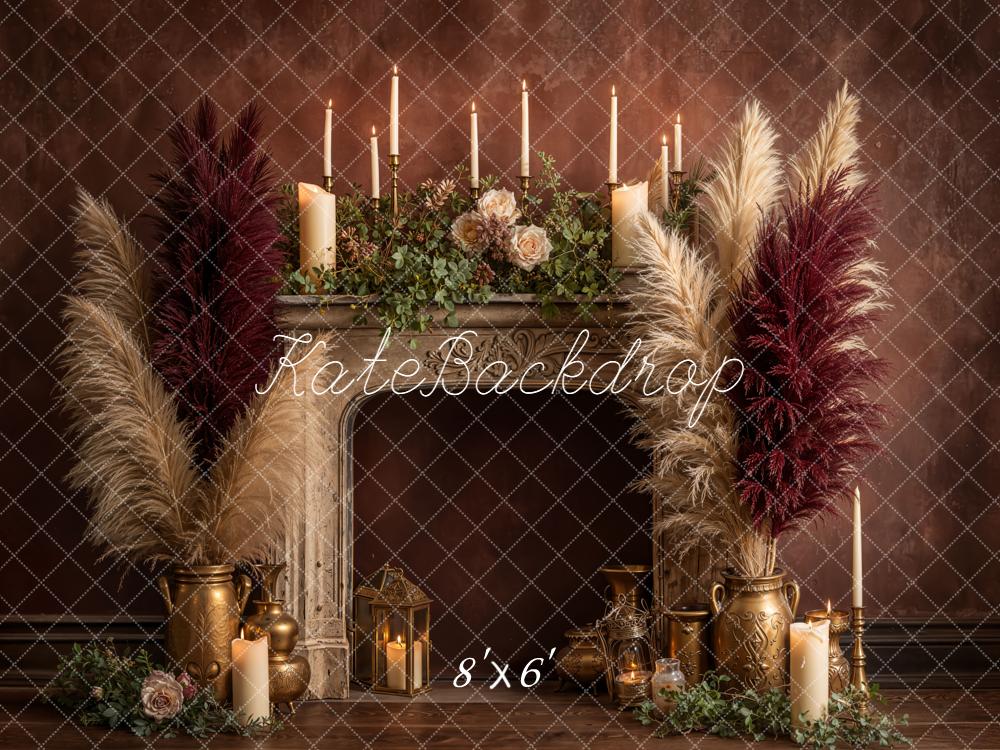 Kate Mantel Candles Pampas Grass Fleece Backdrop Designed by Emetselch