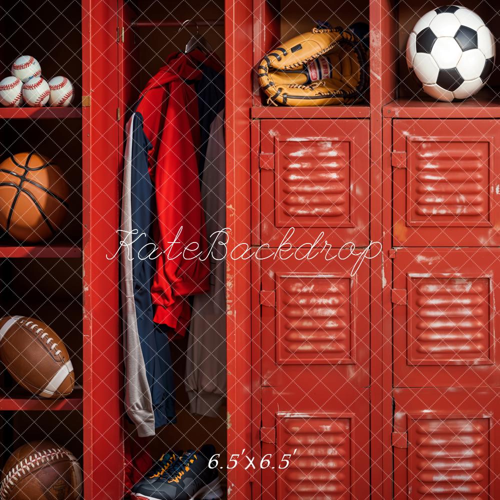 Kate Sports Locker Room Red Backdrop Designed by Emetselch