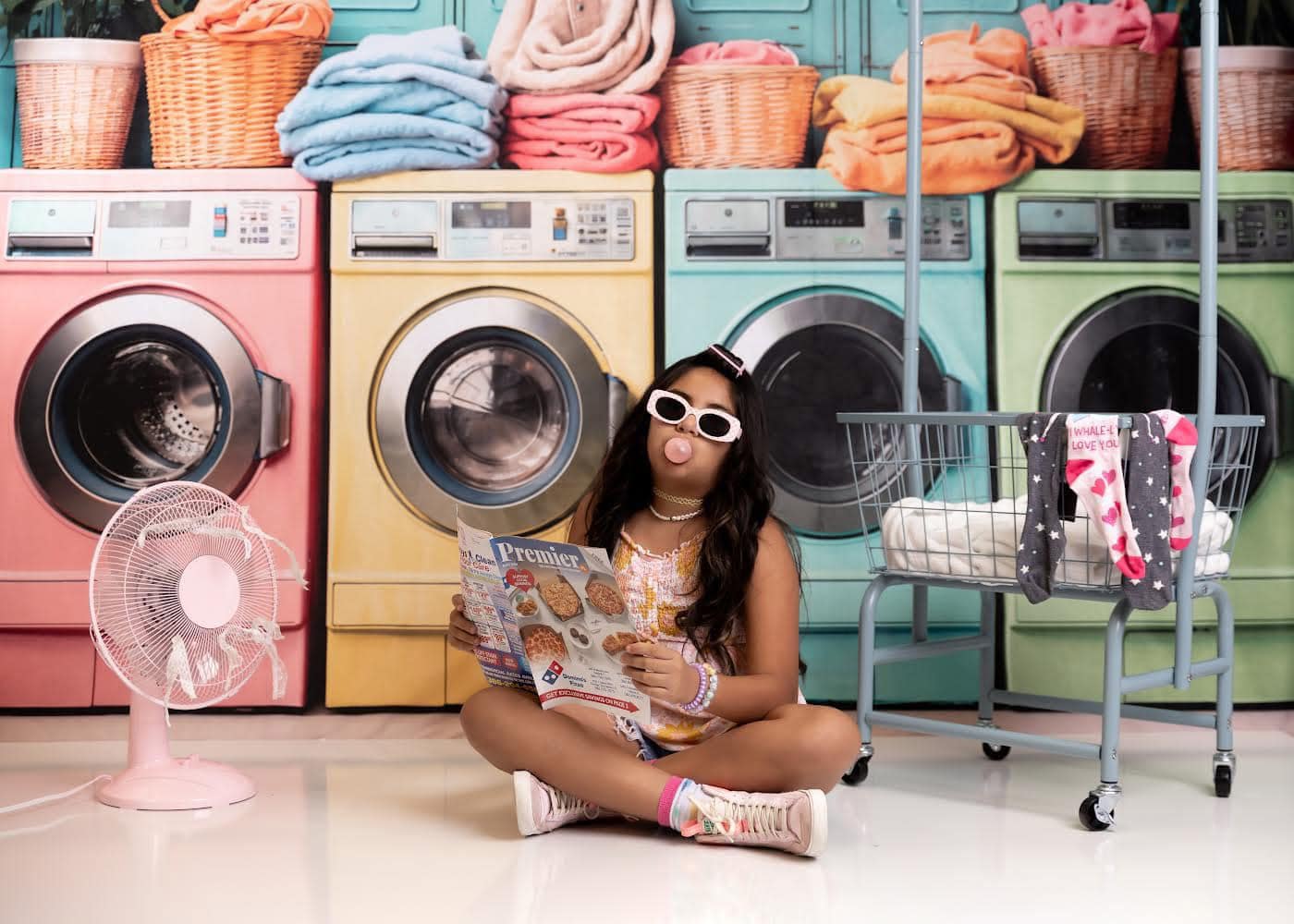 Kate Laundry Day Colorful Washing Machine Backdrop Designed by Chain Photography