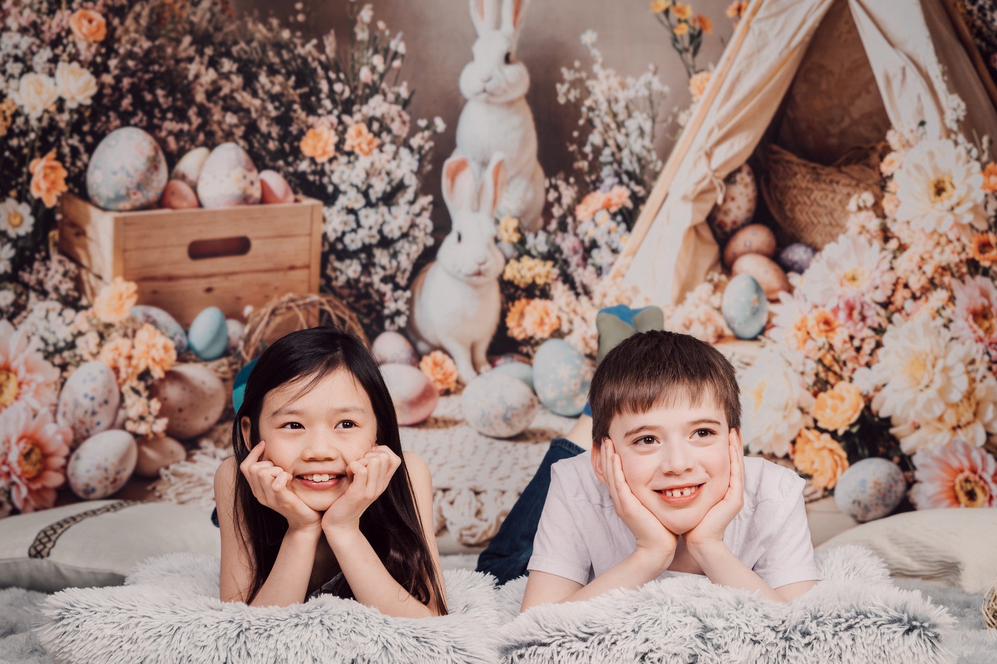 Kate Easter Bunny Boho Eggs Backdrop Designed by Emetselch