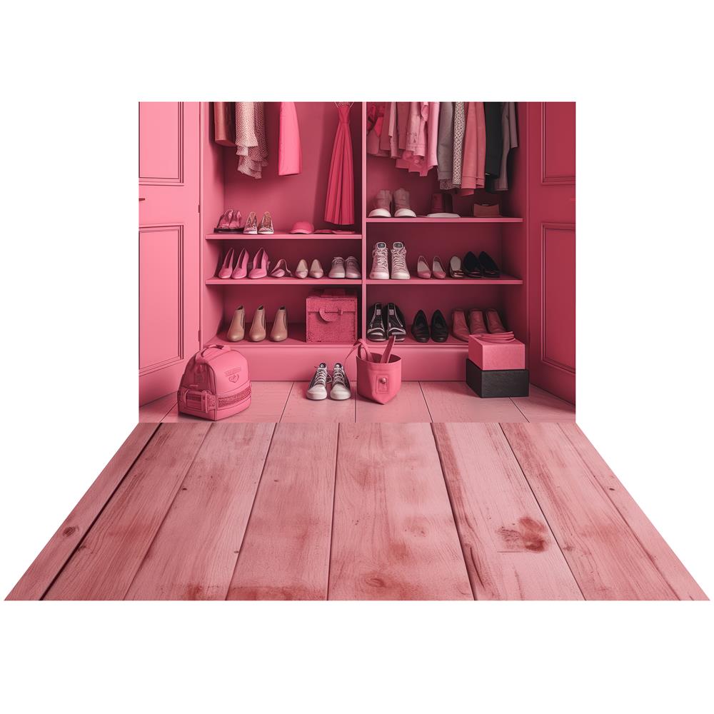 Kate Girls Cloakroom Backdrop+Pink Wooden Floor Designed by Mandy Ringe Photography