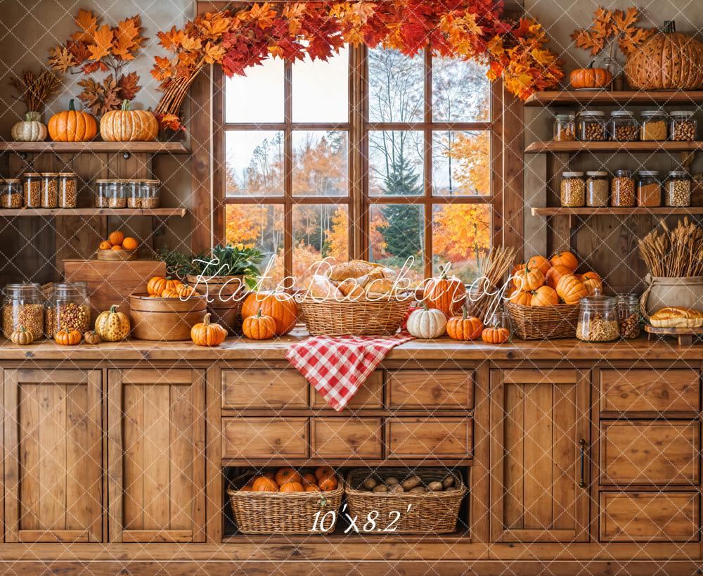 Kate Autumn Pumpkin Kitchen Window Backdrop Designed by Emetselch