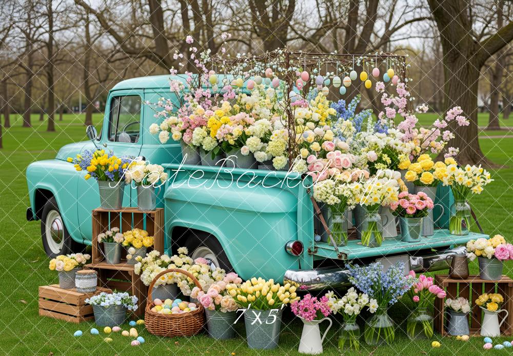 Kate Easter Truck Flowers Eggs Backdrop Designed by Patty Roberts