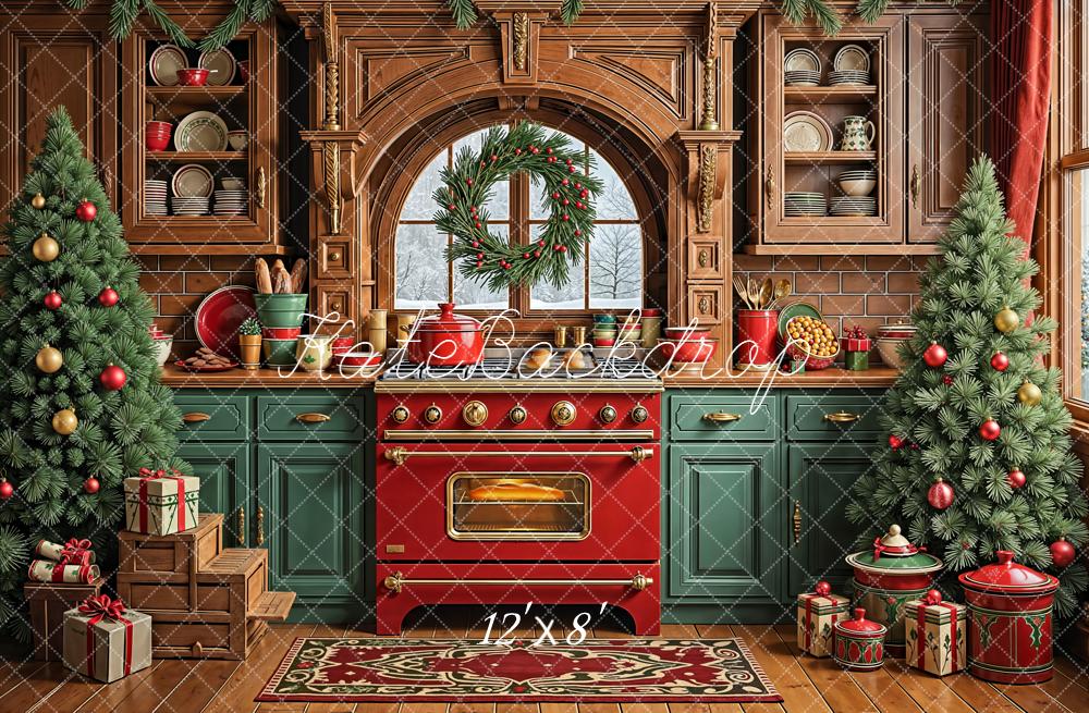 Kate Christmas Kitchen Trees Gifts Backdrop Designed by Emetselch