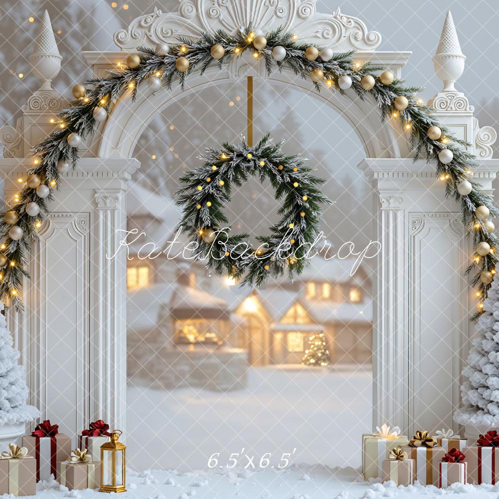 Kate Christmas Snow Arch Wreath Backdrop Designed by Mini MakeBelieve