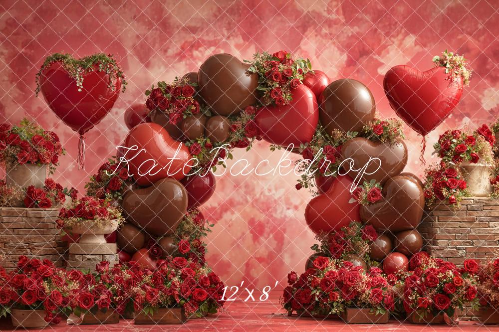 Kate Heart Balloons Roses Arch Backdrop Designed by Emetselch