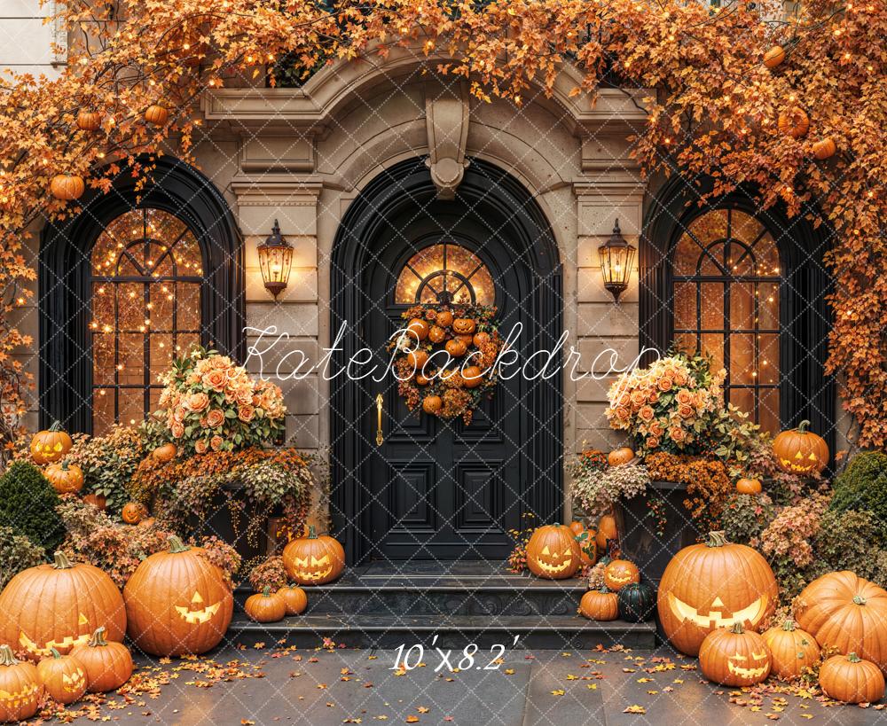 15% OFF Kate Halloween Pumpkins Autumn Front Door Backdrop Designed by Emetselch - Kate Backdrop AU